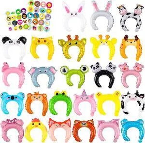 MALLMALL6 50p Zoo Animal Inflatable Headbands Wildlife Balloon Hair Hoop Include Forest Safari Farm Animals Jungle Theme Birthday Party Supplies with Animal Stickers Party Favors Costumes for Kids MALLMALL6 50p Zoo Animal Inflatable Headbands Wildlife Balloon Hair Hoop Include Forest Safari Farm Animals Jungle Theme Birthday Party Supplies with Animal Stickers Party Favors Costumes for Kids