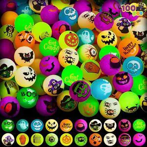 JOYIN 100 PCS Halloween Glow in The Dark Bouncing Balls, 20 Designs Halloween Theme Glowing Bouncy Balls for Halloween Party Supplies, Party Favors, Trick or Treating Goodies JOYIN 100 PCS Halloween Glow in The Dark Bouncing Balls, 20 Designs Halloween Theme Glowing Bouncy Balls for Halloween Party Supplies, Party Favors, Trick or Treating Goodies