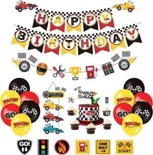 Race Car Birthday Decorations, Let's Go Racing Party Supplies with Birthday Banner, Welcome Hanger, Car Party Signs, Cake Toppers, Balloons for Kids Racing Game Party Events Race Car Birthday Decorations, Let's Go Racing Party Supplies with Birthday Banner, Welcome Hanger, Car Party Signs, Cake Toppers, Balloons for Kids Racing Game Party Events