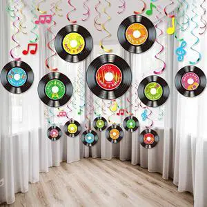30 Pcs 1950's Rock and Roll Music Party Retro Sock Hop Decorations Vinyl Record Note Cutout Wall Sign with Hanging Swirls Ceiling Decor for 50's Theme Rock Music Video Dj Party Supplies 7 Inch 30 Pcs 1950's Rock and Roll Music Party Retro Sock Hop Decorations Vinyl Record Note Cutout Wall Sign with Hanging Swirls Ceiling Decor for 50's Theme Rock Music Video Dj Party Supplies 7 Inch