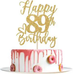 Happy 89th Birthday Cake Topper, 89th Birthday Decorations for Men/Women, Cheers to 89 Years, Hello 89, 89th Happy Birthday Party Supplies Gold Glitter Happy 89th Birthday Cake Topper, 89th Birthday Decorations for Men/Women, Cheers to 89 Years, Hello 89, 89th Happy Birthday Party Supplies Gold Glitter