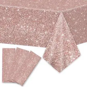 gisgfim 3pcs Pink Rose Golden Birthday Party Tablecloths Rose Gold Sequin Plastic Table Cover Glitter Diamonds Happy Birthday Background Girls for Wedding, Graduation, Anniversary, Holiday(Plastic) gisgfim 3pcs Pink Rose Golden Birthday Party Tablecloths Rose Gold Sequin Plastic Table Cover Glitter Diamonds Happy Birthday Background Girls for Wedding, Graduation, Anniversary, Holiday(Plastic)