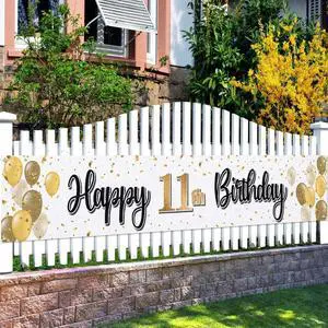 Happy 11th Birthday Decorations,11th Gold Balloon Large Birthday Hanging Banner Sign,Cheers to Eleven Years Old Bday Party Supplies. Happy 11th Birthday Decorations,11th Gold Balloon Large Birthday Hanging Banner Sign,Cheers to Eleven Years Old Bday Party Supplies.