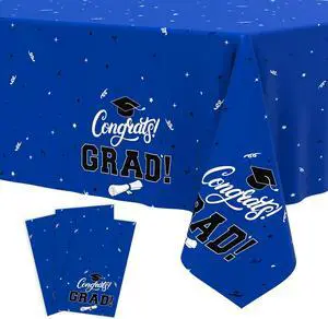 Tbsone Graduation Tablecloth 2026, 3 Pack Disposable Plastic Table Covers 54" x 108", Congrats Grad Party Supplies for College & High School Graduation (Blue) Tbsone Graduation Tablecloth 2026, 3 Pack Disposable Plastic Table Covers 54" x 108", Congrats Grad Party Supplies for College & High School Graduation (Blue)