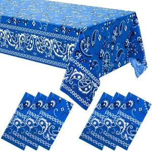 Oudain 6 Pcs Bandana Party Tablecloths,54 x 108 Inch Plastic Western Party Tablecloth, Bandana Paisley Table Cover, Rodeo Table Cloth for Western Mexican Favor Supplies (Blue) Oudain 6 Pcs Bandana Party Tablecloths,54 x 108 Inch Plastic Western Party Tablecloth, Bandana Paisley Table Cover, Rodeo Table Cloth for Western Mexican Favor Supplies (Blue)