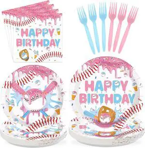96Pcs Ice Cream Drip Baseball Party Decoration Pin Blue Baseball Plates and Napkins Sports Themed Tableware Set for Summer Team Celebration Game Day Birthday Party Supplies, Serves 24 96Pcs Ice Cream Drip Baseball Party Decoration Pin Blue Baseball Plates and Napkins Sports Themed Tableware Set for Summer Team Celebration Game Day Birthday Party Supplies, Serves 24