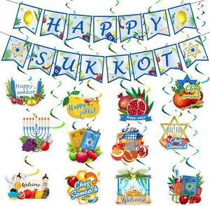 Newwiee 38 Pcs Happy Sukkot Decorations Sukkot Hanging Swirls Banners Decorations Glitter Foil Ceiling Swirls Streams Decor for Jewish Holiday Sukkah Party Supplies Newwiee 38 Pcs Happy Sukkot Decorations Sukkot Hanging Swirls Banners Decorations Glitter Foil Ceiling Swirls Streams Decor for Jewish Holiday Sukkah Party Supplies