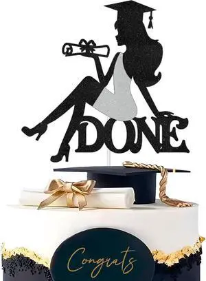 Done Cake Topper - Class of 2025 Graduation Decoration Cake Picks for Girls - Congrats 2025 Grad Sign Party Decor - High Scool College Graduation Party Supplies Done Cake Topper - Class of 2025 Graduation Decoration Cake Picks for Girls - Congrats 2025 Grad Sign Party Decor - High Scool College Graduation Party Supplies