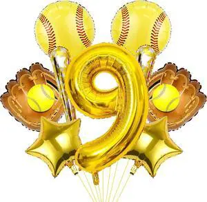 9pcs Softball Balloons, Softball Birthday Number Mylar Foil Balloon Softball Birthday Party Supplies Softball Birthday Decorations (9th) 9pcs Softball Balloons, Softball Birthday Number Mylar Foil Balloon Softball Birthday Party Supplies Softball Birthday Decorations (9th)