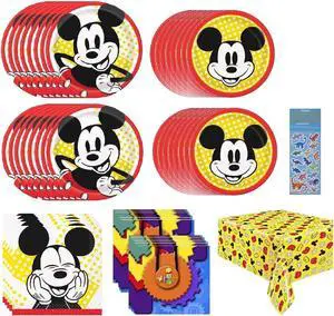 Mickey Mouse Birthday Party Supplies Decoration Bundle includes 16 Dessert Cake Paper Plates 7", 16 Lunch Dinner Plates 9", 32 Napkins, 1 Table Cover (Bundle for 16) Mickey Mouse Birthday Party Supplies Decoration Bundle includes 16 Dessert Cake Paper Plates 7", 16 Lunch Dinner Plates 9", 32 Napkins, 1 Table Cover (Bundle for 16)