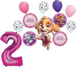 Skye and Everest 2nd Birthday Party Supplies Girl Paw Pups on Patrol Balloon Bouquet Decorations 12ct Skye and Everest 2nd Birthday Party Supplies Girl Paw Pups on Patrol Balloon Bouquet Decorations 12ct