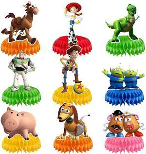 9Pcs Toy Honeycomb Centerpieces, Cartoon Movie Theme Birthday Party Supplies, Double-Sided 3D Table Decorations & Favors for Kids 9Pcs Toy Honeycomb Centerpieces, Cartoon Movie Theme Birthday Party Supplies, Double-Sided 3D Table Decorations & Favors for Kids