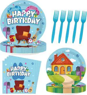 96Pcs Cute Blue Dogs Birthday Party Decorations Cartoon Theme Plates and Napkins Blue and Pink Disposable Tableware Set for Boys Girls Birthday Baby Shower Seasonal Party Supplies Serves 24 96Pcs Cute Blue Dogs Birthday Party Decorations Cartoon Theme Plates and Napkins Blue and Pink Disposable Tableware Set for Boys Girls Birthday Baby Shower Seasonal Party Supplies Serves 24