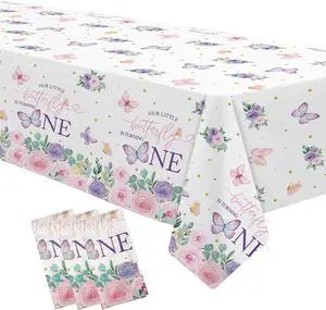 Butterfly First Birthday Decorations Tablecloth - Pink Floral Butterfly 1st Birthday Party Supplies Tablecover - 3 Pack (54in x 108in) Butterfly First Birthday Decorations Tablecloth - Pink Floral Butterfly 1st Birthday Party Supplies Tablecover - 3 Pack (54in x 108in)