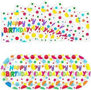 50 PCS Happy Birthday Paper Plates and Napkins Serve 25, 9 inches Colorful Polka Dots Cake Dessert Plates Disposable Dinnerware Tableware Table Decor Decorations for Dinner Bday Party Supplies 50 PCS Happy Birthday Paper Plates and Napkins Serve 25, 9 inches Colorful Polka Dots Cake Dessert Plates Disposable Dinnerware Tableware Table Decor Decorations for Dinner Bday Party Supplies