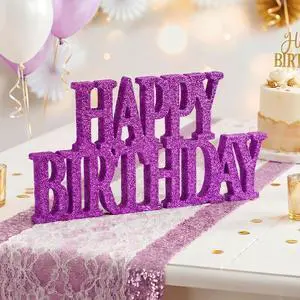 Novabright Happy Birthday Sign Centerpieces for Table Birthday Party Decorations for Women Bday Birthdays Themed Celebration Party Supplies(Purple,Glitter) Novabright Happy Birthday Sign Centerpieces for Table Birthday Party Decorations for Women Bday Birthdays Themed Celebration Party Supplies(Purple,Glitter)