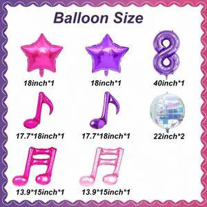 Kpop Birthday Decorations - Music Note Balloons Purple 40inch Number 8 Balloon Disco Ball Balloons for Kpop Music Party Decoration Kpop Birthday Decorations - Music Note Balloons Purple 40inch Number 8 Balloon Disco Ball Balloons for Kpop Music Party Decoration