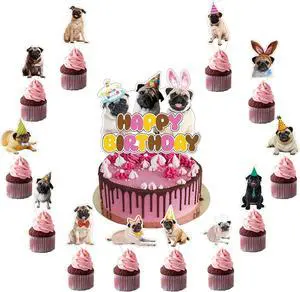 25 Pcs Pug Cake Topper Cupcake Toppers Pug Dog Cake Decorations for Pug Party Decorations Pug Birthday Party Supplies 25 Pcs Pug Cake Topper Cupcake Toppers Pug Dog Cake Decorations for Pug Party Decorations Pug Birthday Party Supplies