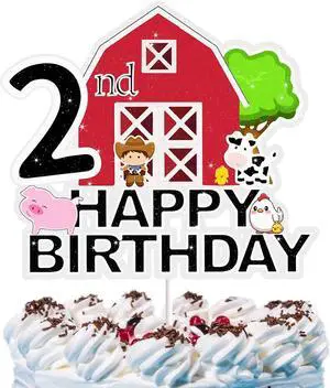Farm Animal Cake Topper for Boys Girls Kids 2 Years Old Happy Birthday 2nd Cake Decorations Cow Pig Cowboy Farmer Farmhouse Theme Party Supplies Red Glitter Cake Decor Farm Animal Cake Topper for Boys Girls Kids 2 Years Old Happy Birthday 2nd Cake Decorations Cow Pig Cowboy Farmer Farmhouse Theme Party Supplies Red Glitter Cake Decor