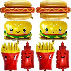 Food Themed Balloons Hamburger Hot Dog French Fries Ketchup Foil Balloon BBQ Party Balloons for Picnic Party Birthday Decorations Supplies 8 Pcs Food Themed Balloons Hamburger Hot Dog French Fries Ketchup Foil Balloon BBQ Party Balloons for Picnic Party Birthday Decorations Supplies 8 Pcs