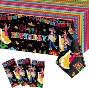 WovWeave 3 Pcs Mexican Fiesta Plastic Tablecloth 54 x 108 Inch Happy Birthday Fiesta Disposable Tablecover for Mexican Taco Night Birthday Party Decor Supplies WovWeave 3 Pcs Mexican Fiesta Plastic Tablecloth 54 x 108 Inch Happy Birthday Fiesta Disposable Tablecover for Mexican Taco Night Birthday Party Decor Supplies
