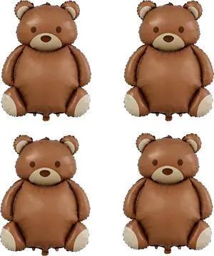 4 Pcs Brown Bear Balloons 35 Inch Bear Foil Balloons Jungle Animal Farm Balloon for Birthday Baby Shower Safari Zoo Woodland Themed Party Decoration 4 Pcs Brown Bear Balloons 35 Inch Bear Foil Balloons Jungle Animal Farm Balloon for Birthday Baby Shower Safari Zoo Woodland Themed Party Decoration
