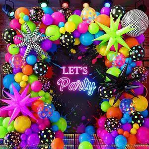 Neon Balloons Arch Garland Kit with Yellow Hot Pink Lime Green Orange Blue Neon Balloons for Back to 80s 90s Disco Birthday Party Decorations, Let's Glow Party, Rock Roll Party Supplies Neon Balloons Arch Garland Kit with Yellow Hot Pink Lime Green Orange Blue Neon Balloons for Back to 80s 90s Disco Birthday Party Decorations, Let's Glow Party, Rock Roll Party Supplies