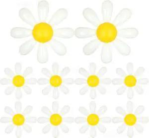 10 Pcs Mylar Daisy Balloons White Flower Foil Balloons for Baby Shower Spring Party Decorations Groovy Boho Birthday Supplies (Medium X 2, Small X 8) 10 Pcs Mylar Daisy Balloons White Flower Foil Balloons for Baby Shower Spring Party Decorations Groovy Boho Birthday Supplies (Medium X 2, Small X 8)