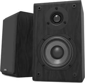 LONPOO Passive Bookshelf Speaker, 75W x 2 Classic Wooden Near Field Monitor with 4-Inch Carbon Fiber Woofer &1-Inch Silk Domed Tweeter 2-Way Speaker,Amplifier Required (Not Inlcuded), Black LONPOO Passive Bookshelf Speaker, 75W x 2 Classic Wooden Near Field Monitor with 4-Inch Carbon Fiber Woofer &1-Inch Silk Domed Tweeter 2-Way Speaker,Amplifier Required (Not Inlcuded), Black