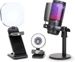 Webcam Streaming Kit with USB RGB Microphone & LED Light 1080P 30FPS Streaming Camera Bundle for Twitch, YouTube, Podcasting, WFH PC & Mac Compatible (Not for PS5 Alone) Webcam Streaming Kit with USB RGB Microphone & LED Light 1080P 30FPS Streaming Camera Bundle for Twitch, YouTube, Podcasting, WFH PC & Mac Compatible (Not for PS5 Alone)
