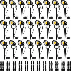 SUNVIE 24 Pack Low Voltage Landscape Lights LED 12W Landscape Lighting with connectors AC/DC 12V-24V Outdoor Spotlight IP65 Waterproof Tree Flag Lights Warm White Spotlights for Yard Garden Pathway SUNVIE 24 Pack Low Voltage Landscape Lights LED 12W Landscape Lighting with connectors AC/DC 12V-24V Outdoor Spotlight IP65 Waterproof Tree Flag Lights Warm White Spotlights for Yard Garden Pathway