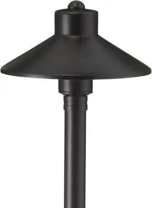 VOLT Flat Hat 12V Black Brass Path Light (7" Shade, 24" Tall) for Low Voltage Landscape Lighting on Outdoor Pathway, Walkway, Garden, Driveway or Patio VOLT Flat Hat 12V Black Brass Path Light (7" Shade, 24" Tall) for Low Voltage Landscape Lighting on Outdoor Pathway, Walkway, Garden, Driveway or Patio