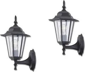 WISBEAM 2 Pack Outdoor Wall Light, Black Wall Sconce for House Porch Lighting Fixture, E26 Base 60W Max, Metal Housing Plus Glass, Wet Location Rated, ETL Qualified, Bulbs not Included WISBEAM 2 Pack Outdoor Wall Light, Black Wall Sconce for House Porch Lighting Fixture, E26 Base 60W Max, Metal Housing Plus Glass, Wet Location Rated, ETL Qualified, Bulbs not Included