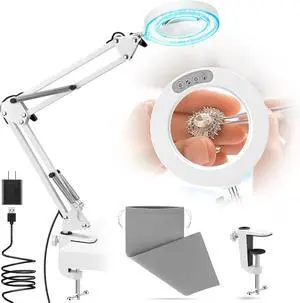 10X Magnifying Glass with Light and Stand,Portable Magnifying Glasses Magnifier with Light, Velvet Bag, 5 Color Modes 2-in-1 LED Desk Magnifier Lamp, Magnify Glasses for Close Work Hobbies 10X Magnifying Glass with Light and Stand,Portable Magnifying Glasses Magnifier with Light, Velvet Bag, 5 Color Modes 2-in-1 LED Desk Magnifier Lamp, Magnify Glasses for Close Work Hobbies