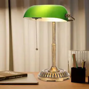 NISSAFORS Bankers Lamp, Green Desk Lamp with Pull Switch, Vintage Table Lamps for Home Office, Library, Piano (Green) NISSAFORS Bankers Lamp, Green Desk Lamp with Pull Switch, Vintage Table Lamps for Home Office, Library, Piano (Green)