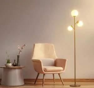 Fiqevs 3 Globe Floor Lamp for Living Room, Mid Modern Standing Tree Lamp | 3000K Warm Light, 3 LED Bulbs Included, Orb Frosted Glass Shade contemporary Lamp for Bedroom/Office, Antique Brass/Gold Fiqevs 3 Globe Floor Lamp for Living Room, Mid Modern Standing Tree Lamp | 3000K Warm Light, 3 LED Bulbs Included, Orb Frosted Glass Shade contemporary Lamp for Bedroom/Office, Antique Brass/Gold