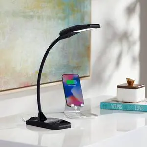 360 Lighting Ricky Modern Minimalist Desk Table Lamp with USB Charging Port LED Gooseneck Adjustable Height 13.75" High Black Touch On Off Dimmer for Bedroom House Bedside Nightstand Home 360 Lighting Ricky Modern Minimalist Desk Table Lamp with USB Charging Port LED Gooseneck Adjustable Height 13.75" High Black Touch On Off Dimmer for Bedroom House Bedside Nightstand Home