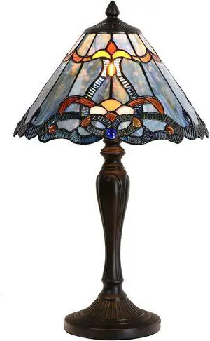Bieye L10683 Baroque Tiffany Style Stained Glass Table Lamp Night Light with 12 Inch Wide Blue Lampshade for Bedside Bedroom Living Room, 20 inch Tall Bieye L10683 Baroque Tiffany Style Stained Glass Table Lamp Night Light with 12 Inch Wide Blue Lampshade for Bedside Bedroom Living Room, 20 inch Tall