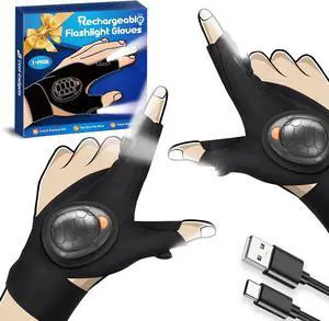 PARIGO Flashlight Gloves for Men Rechargeable (1 Pair) Stocking Stuffers for Men Dad Him Husband Teen Boys, Christmas Birthday Gifts Cool Gadgets Led Gloves for Fishing Camping Repairing PARIGO Flashlight Gloves for Men Rechargeable (1 Pair) Stocking Stuffers for Men Dad Him Husband Teen Boys, Christmas Birthday Gifts Cool Gadgets Led Gloves for Fishing Camping Repairing