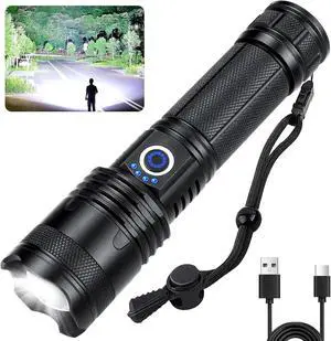 Cinlinso Flashlights High Lumens Rechargeable - 990000 lumens Super Bright LED Flashlight with 5 Modes, IPX7 Waterproof, Powerful Handheld Flash Light for Home, Camping Hiking, Black, M110-S Cinlinso Flashlights High Lumens Rechargeable - 990000 lumens Super Bright LED Flashlight with 5 Modes, IPX7 Waterproof, Powerful Handheld Flash Light for Home, Camping Hiking, Black, M110-S