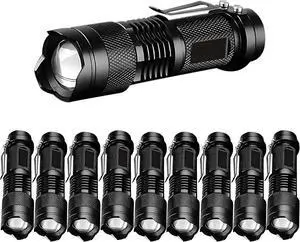 10 Pieces LED Flashlights Torch, High Lumens Mini Flashlight Waterproof Pocket Flash Light with 3 Modes, Adjustable Focus Zoomable for Camping, Hiking, Indoor, Outdoor, Home Use 10 Pieces LED Flashlights Torch, High Lumens Mini Flashlight Waterproof Pocket Flash Light with 3 Modes, Adjustable Focus Zoomable for Camping, Hiking, Indoor, Outdoor, Home Use