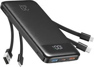 Portable Charger Built-in Cables 20000mAh Power Bank 6-Output | Travel Fast Charging Battery Pack for iPhone 17/16/15 Android Flight-Approved Multi-Device USB-C & USB-A LED % Portable Charger Built-in Cables 20000mAh Power Bank 6-Output | Travel Fast Charging Battery Pack for iPhone 17/16/15 Android Flight-Approved Multi-Device USB-C & USB-A LED %