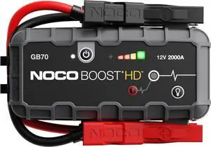 NOCO Boost GB70: 2000A UltraSafe Jump Starter 12V Lithium Battery Booster Pack, Portable Jump Box, Power Bank & Jumper Cables - for 8.0L Gas and 6.0L Diesel Engines NOCO Boost GB70: 2000A UltraSafe Jump Starter 12V Lithium Battery Booster Pack, Portable Jump Box, Power Bank & Jumper Cables - for 8.0L Gas and 6.0L Diesel Engines