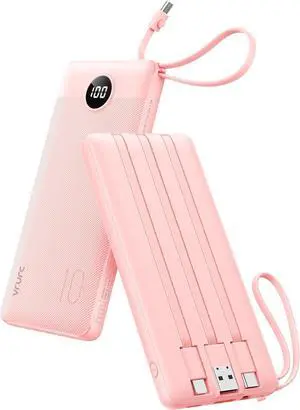 Portable Charger Power Bank Built-in 4 Cables & 2 Ports 10000mAh Slim Battery Pack with LED Display Travel Essential USB C Portable Phone Charger for All Cell Phones Devices-Pink(1 Pack) Portable Charger Power Bank Built-in 4 Cables & 2 Ports 10000mAh Slim Battery Pack with LED Display Travel Essential USB C Portable Phone Charger for All Cell Phones Devices-Pink(1 Pack)