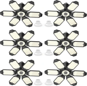 Led Garage Lights Bulb 6 Pack 200W Super Bright Ceiling Led Shop Lights, E26/E27 Base, 6500K, 20000LM Deformable Led Garage Light for Basement, Attic and Workshop Commercial Bay Lighting Led Garage Lights Bulb 6 Pack 200W Super Bright Ceiling Led Shop Lights, E26/E27 Base, 6500K, 20000LM Deformable Led Garage Light for Basement, Attic and Workshop Commercial Bay Lighting