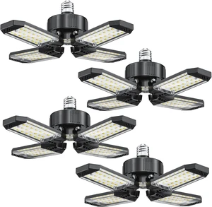 LED Garage Lights 4 Pack, 120W 12000LM Garage Lighting 6500K with 4+1 Deformable Panels, Screw Into E26 E27 Socket, Ceiling Lighting for Shop Workshop Basement Barn Attic Bay LED Garage Lights 4 Pack, 120W 12000LM Garage Lighting 6500K with 4+1 Deformable Panels, Screw Into E26 E27 Socket, Ceiling Lighting for Shop Workshop Basement Barn Attic Bay