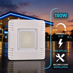 150W LED Canopy Ceiling Light - Ultra Efficient Recessed Surface Mount Gas Station Light - High Bay Carport or Parking Garage Lamp 19500lm 5700k UL Approved (150w 5700K-100-277V) 150W LED Canopy Ceiling Light - Ultra Efficient Recessed Surface Mount Gas Station Light - High Bay Carport or Parking Garage Lamp 19500lm 5700k UL Approved (150w 5700K-100-277V)