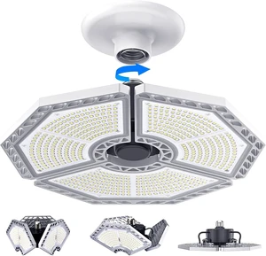 K KERNOWO LED Garage Lights, 140W 18500 Lumens Garage Lighting, 6000K Daylight with Deformable Three Panel Ceiling Light Fixture E26/E27 Triple Glow LED Shop Light for Basement Workshop Warehouse K KERNOWO LED Garage Lights, 140W 18500 Lumens Garage Lighting, 6000K Daylight with Deformable Three Panel Ceiling Light Fixture E26/E27 Triple Glow LED Shop Light for Basement Workshop Warehouse