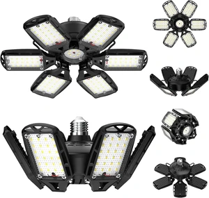LED Garage Lights 2 Pack, 18000LM 180W Deformable Shop Light with 6+1 Adjustable Panels, 6500K Daylight White Ceiling Light for E26 Base, Ideal for Garage/Basement/Barn LED Garage Lights 2 Pack, 18000LM 180W Deformable Shop Light with 6+1 Adjustable Panels, 6500K Daylight White Ceiling Light for E26 Base, Ideal for Garage/Basement/Barn