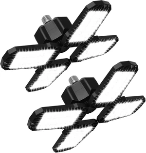 2 Pack LED Garage Light, 150W 15000LM 6500K LED Shop Lights, Garage Lights Ceiling Led with 4 Deformable Panels, Screw in E26/E27 Bulb Socket for Warehouse, Basement, Attic, Barn, High Bay Lighting 2 Pack LED Garage Light, 150W 15000LM 6500K LED Shop Lights, Garage Lights Ceiling Led with 4 Deformable Panels, Screw in E26/E27 Bulb Socket for Warehouse, Basement, Attic, Barn, High Bay Lighting